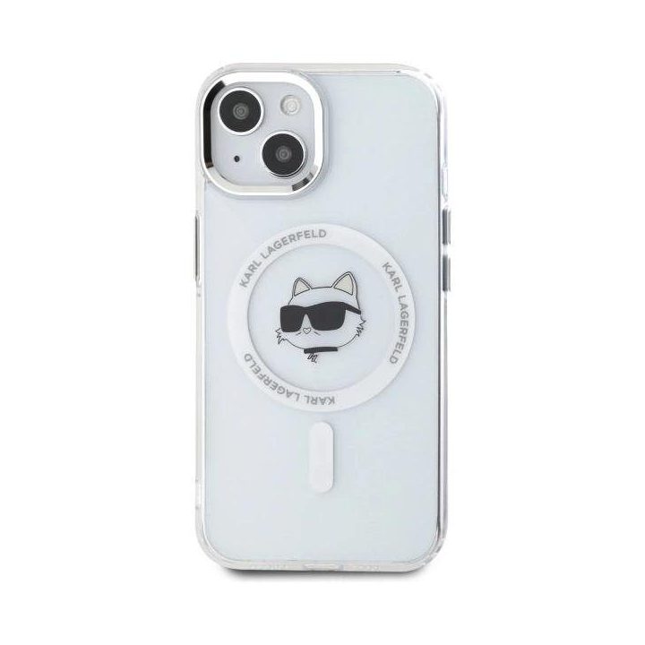 Karl Lagerfeld IML Metal Choupette Head MagSafe dėklas iPhone 15 Plus“ – baltas