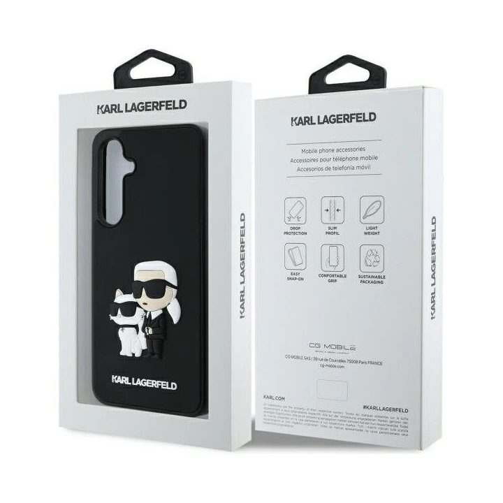 Karl Lagerfeld 3D guminis dėklas Karl&Choupette Samsung Galaxy S24 FE“ – juodas