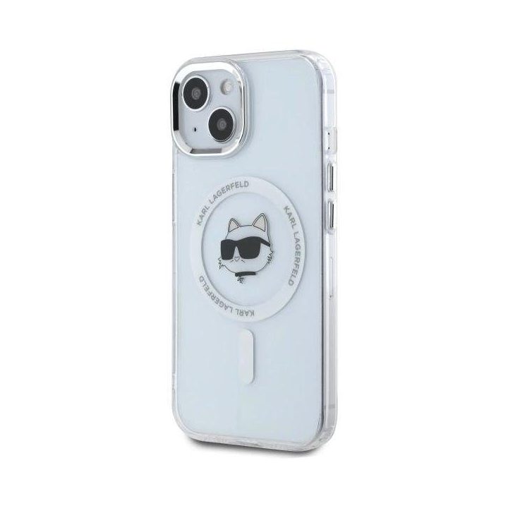 Karl Lagerfeld IML Metal Choupette Head MagSafe dėklas, skirtas iPhone 15“ – balta