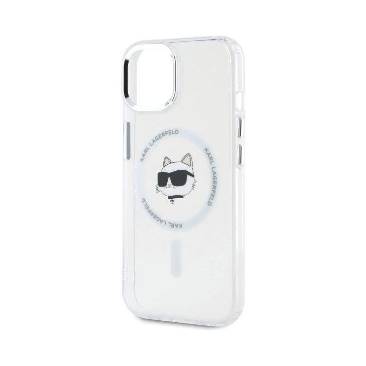 Karl Lagerfeld IML Metal Choupette Head MagSafe dėklas, skirtas iPhone 15“ – balta