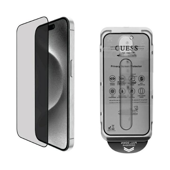 Guess Screen Protector Privacy 2.5D Outline grūdintas grūdintas stiklas iPhone 16 Pro“.