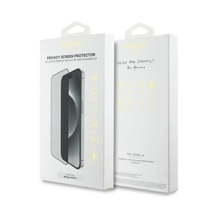 Guess Screen Protector Privacy 2.5D Outline grūdintas grūdintas stiklas iPhone 16 Pro“.