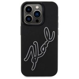 Karl Lagerfeld 3D Rubber Signature“ dėklas iPhone 15 Pro“ – juodos spalvos