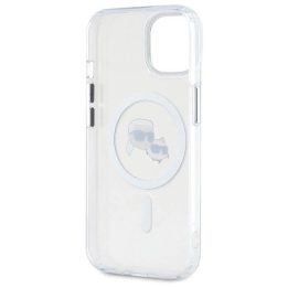 Karl Lagerfeld“ dėklas IML Metal Karl&Choupette Head MagSafe“, skirtas iPhone 15“ – baltas