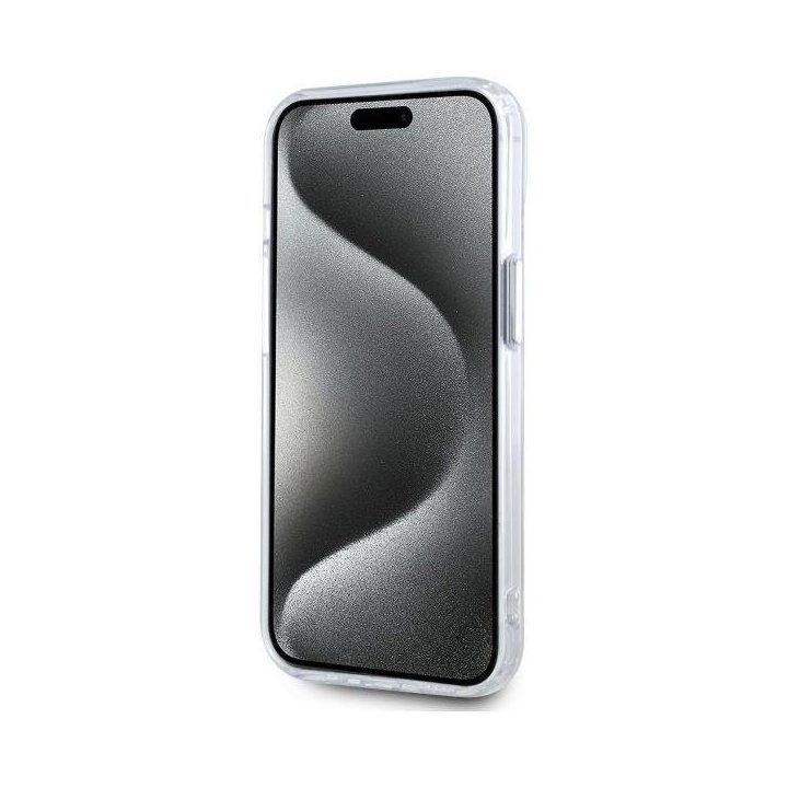 Karl Lagerfeld“ dėklas IML Metal Karl&Choupette Head MagSafe“, skirtas iPhone 15“ – baltas