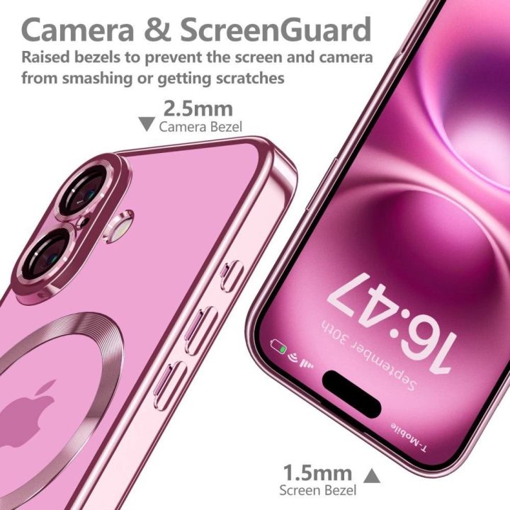 dėklas iPhone 16 - skaidrus / rožinis