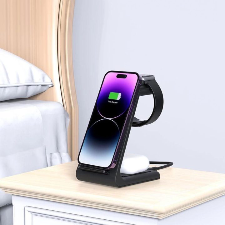 Įkrovimo stotelė 3in1 Apple įrenginiams - juoda