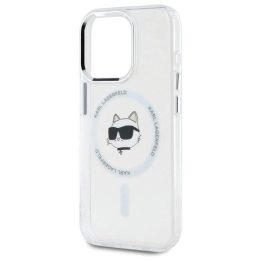 Karl Lagerfeld IML Metal Choupette Head MagSafe dėklas skirtas iPhone 15 Pro Max - balta