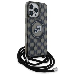 Karl Lagerfeld IML Crossbody Monogram Karl & Choupette Head MagSafe dėklas iPhone 16 Pro Max telefonui – juodas
