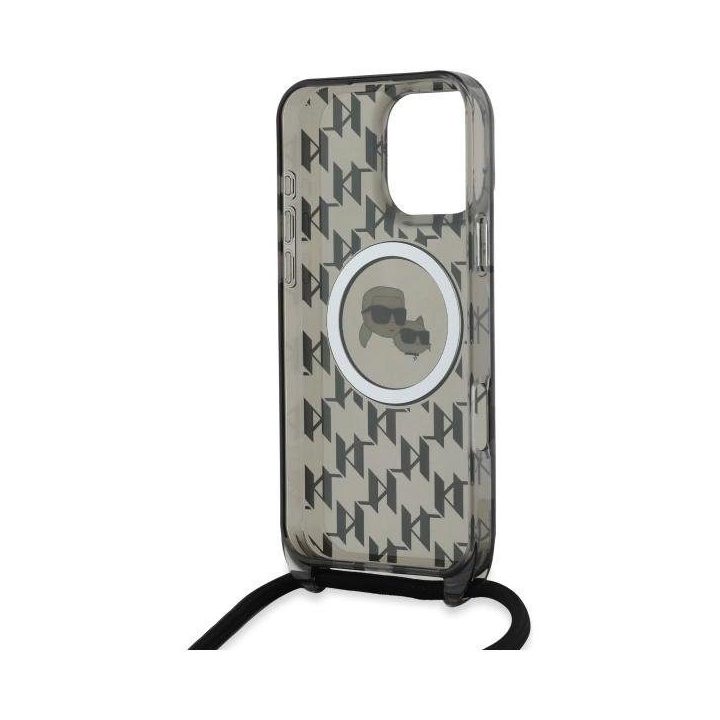 Karl Lagerfeld IML Crossbody Monogram Karl & Choupette Head MagSafe dėklas iPhone 16 Pro Max telefonui – juodas