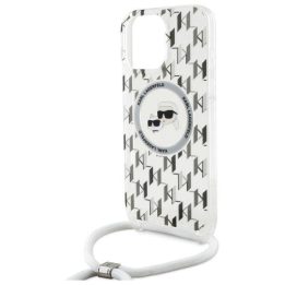 Karl Lagerfeld“ IML Crossbody su monogramine Karl & Choupette Head“ MagSafe“ dėklas iPhone 16 Pro Max“ – skaidrus