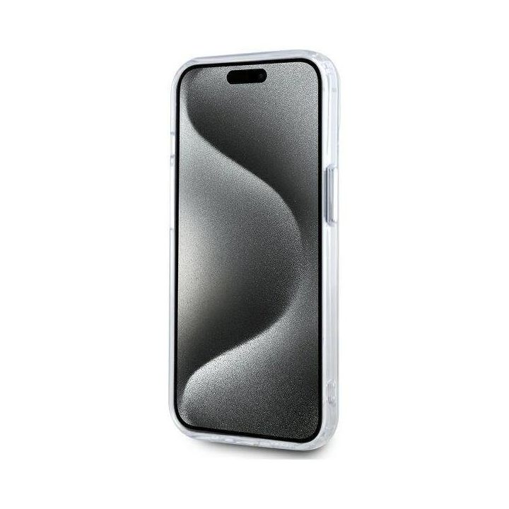 Karl Lagerfeld IML Metal Karl & Choupette Head MagSafe iPhone 14 dėklas – baltas
