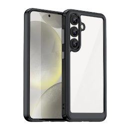 Samsung Galaxy S25 skirtas silikoninis dėklas Outer Space Case“ su gelio rėmeliu – juodas
