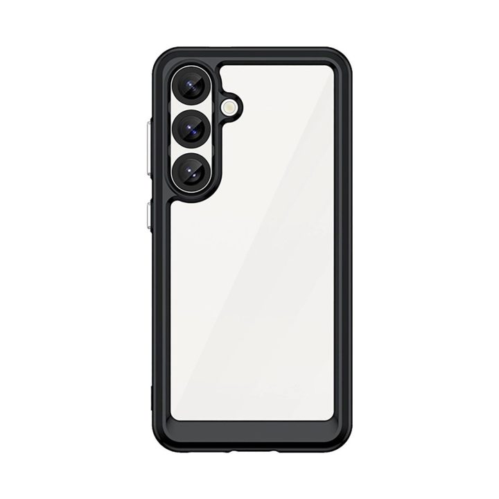 Samsung Galaxy S25 skirtas silikoninis dėklas Outer Space Case“ su gelio rėmeliu – juodas