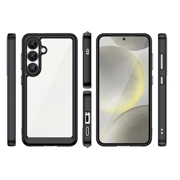 Samsung Galaxy S25 skirtas silikoninis dėklas Outer Space Case“ su gelio rėmeliu – juodas