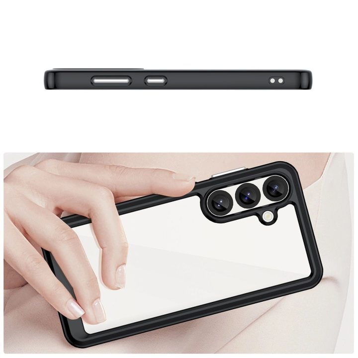 Samsung Galaxy S25 skirtas silikoninis dėklas Outer Space Case“ su gelio rėmeliu – juodas