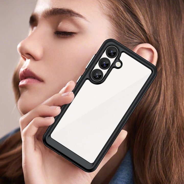 Samsung Galaxy S25 skirtas silikoninis dėklas Outer Space Case“ su gelio rėmeliu – juodas