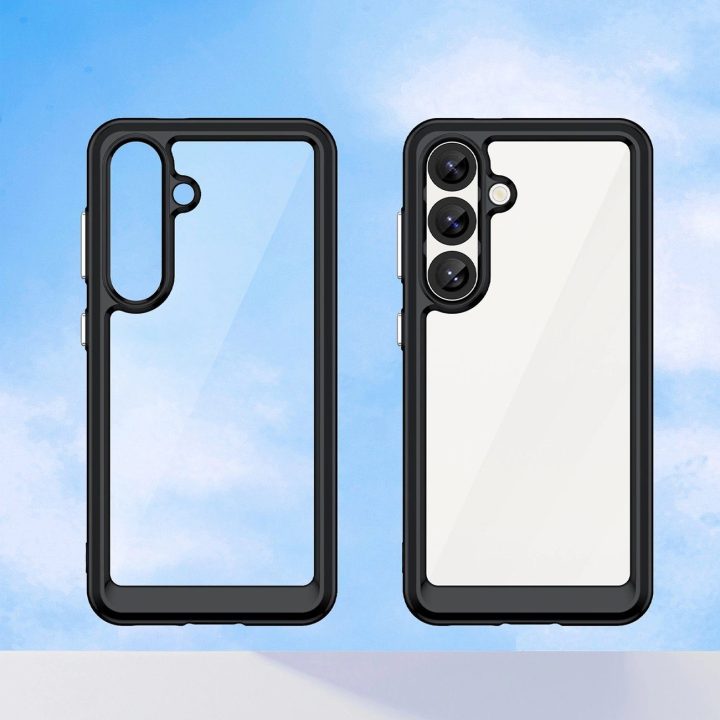 Samsung Galaxy S25 skirtas silikoninis dėklas Outer Space Case“ su gelio rėmeliu – juodas