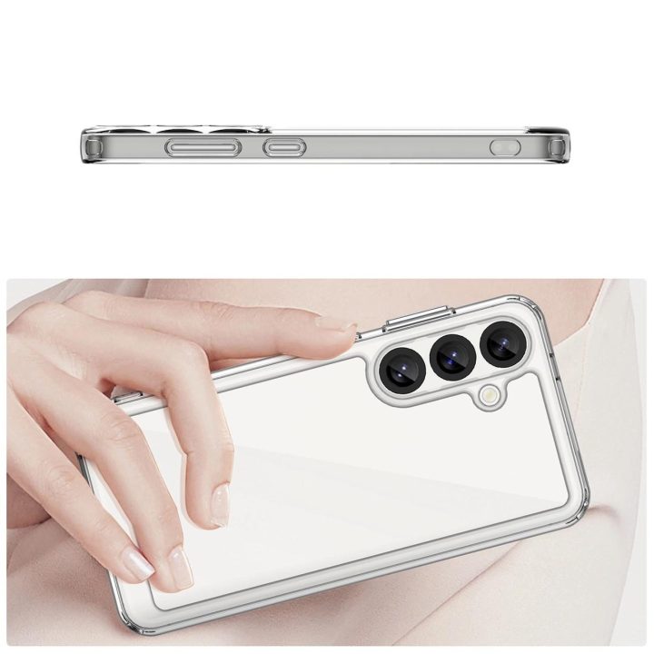 Outer Space Case“ silikoninis dėklas su želatine apvadu Samsung Galaxy S25“ – permatomas ir juodas