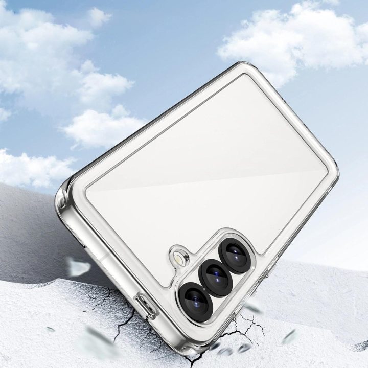 Outer Space Case“ silikoninis dėklas su želatine apvadu Samsung Galaxy S25“ – permatomas ir juodas