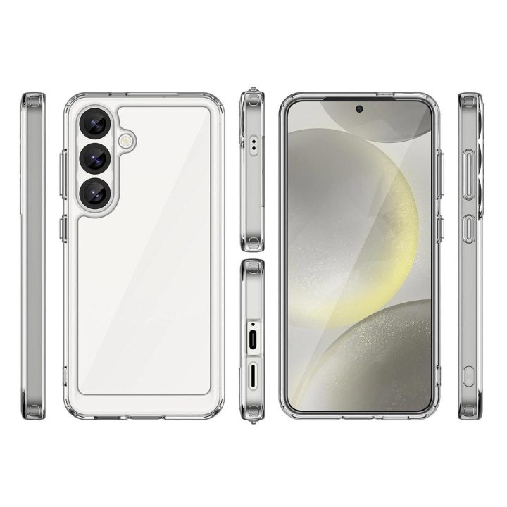 Outer Space Case“ silikoninis dėklas su želatine apvadu Samsung Galaxy S25“ – permatomas ir juodas