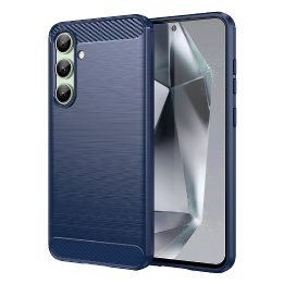 Silikoninis dėklas Carbon Case skirtas Samsung Galaxy S24 FE - mėlynos spalvos