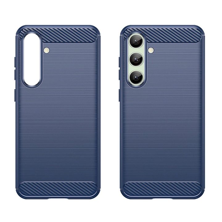 Silikoninis dėklas Carbon Case skirtas Samsung Galaxy S24 FE - mėlynos spalvos
