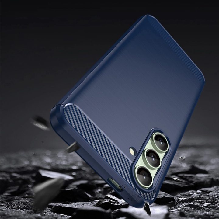 Silikoninis dėklas Carbon Case skirtas Samsung Galaxy S24 FE - mėlynos spalvos