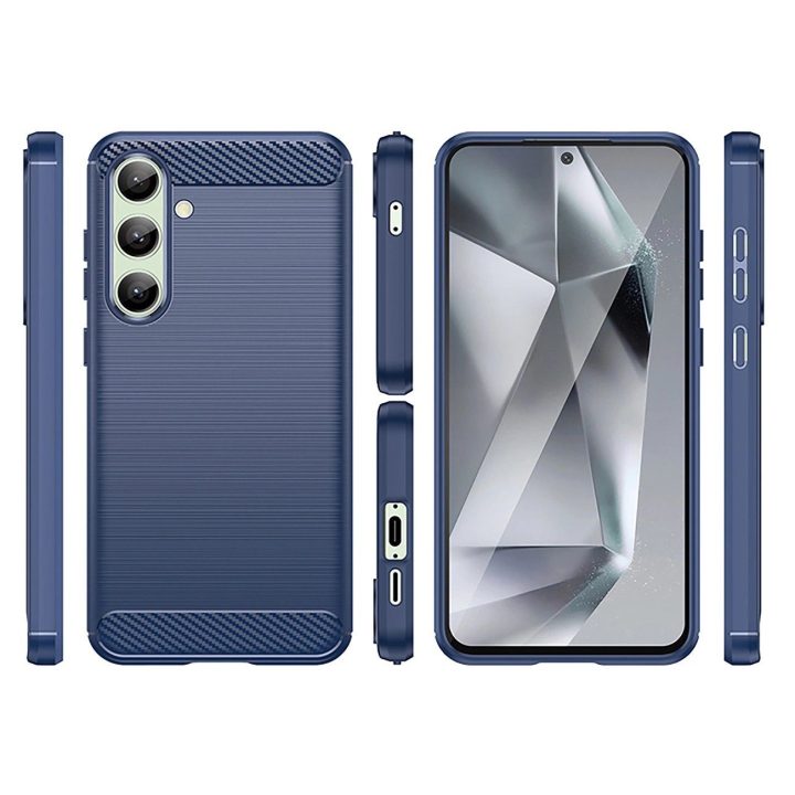Silikoninis dėklas Carbon Case skirtas Samsung Galaxy S24 FE - mėlynos spalvos