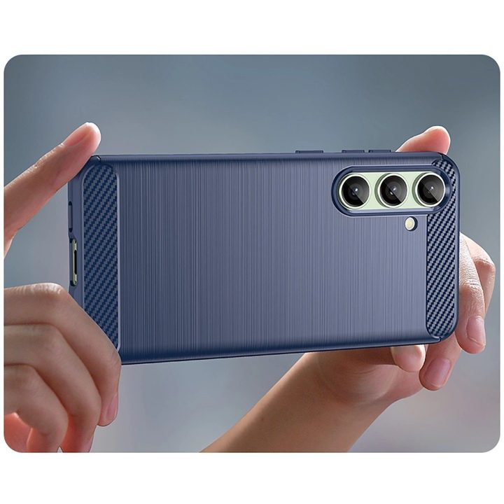 Silikoninis dėklas Carbon Case skirtas Samsung Galaxy S24 FE - mėlynos spalvos