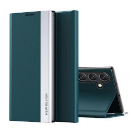 dėklas Samsung Galaxy S25“ su atverčiamu viršeliu ir atramine kojele - žalias