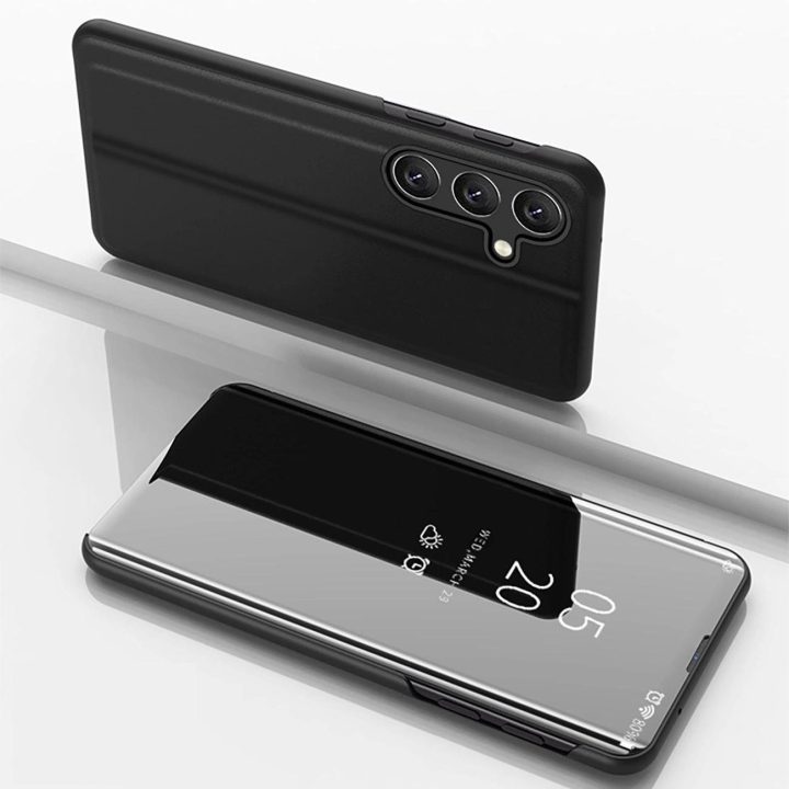 dėklas Samsung Galaxy S25“ telefonui su atverčiamu dangteliu – juodas