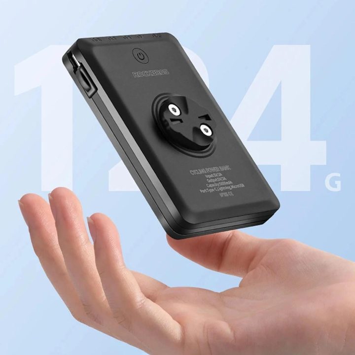 Priekinė dviračio lempa su maitinimo banku (5000 mAh, 150 lm, IPX6) – juodos spalvos
