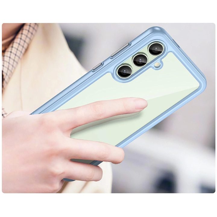 Silikoninis dėklas su gelio rėmeliu Samsung Galaxy S24 FE“ telefonui – mėlynas