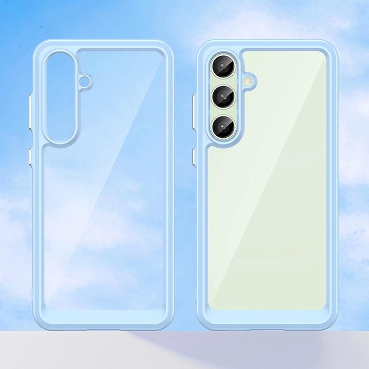 Silikoninis dėklas su gelio rėmeliu Samsung Galaxy S24 FE“ telefonui – mėlynas