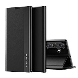 Samsung Galaxy S25+“ dėklas su atverčiama dangteliu ir atrama - juodas