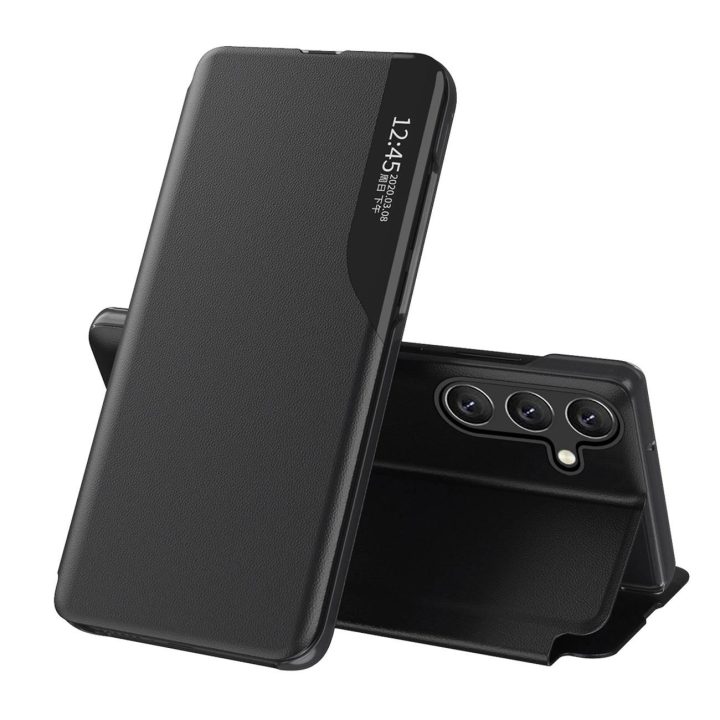 Teledono dėklas Samsung Galaxy S24 FE su atvartu - juodas
