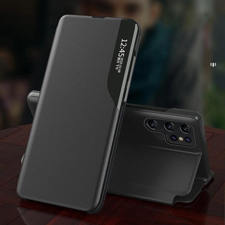 Teledono dėklas Samsung Galaxy S24 FE su atvartu - juodas