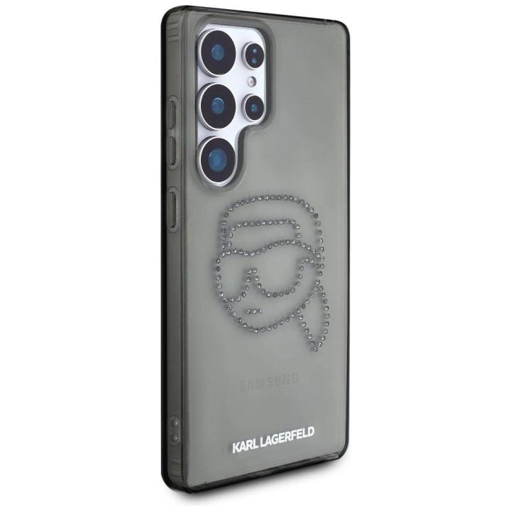 Dėklas su cirkonio akmenėliais ir logotipu Samsung Galaxy S25 Ultra juodas