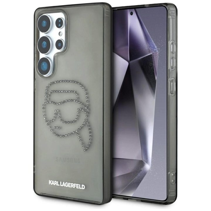 Dėklas su cirkonio akmenėliais ir logotipu Samsung Galaxy S25 Ultra juodas