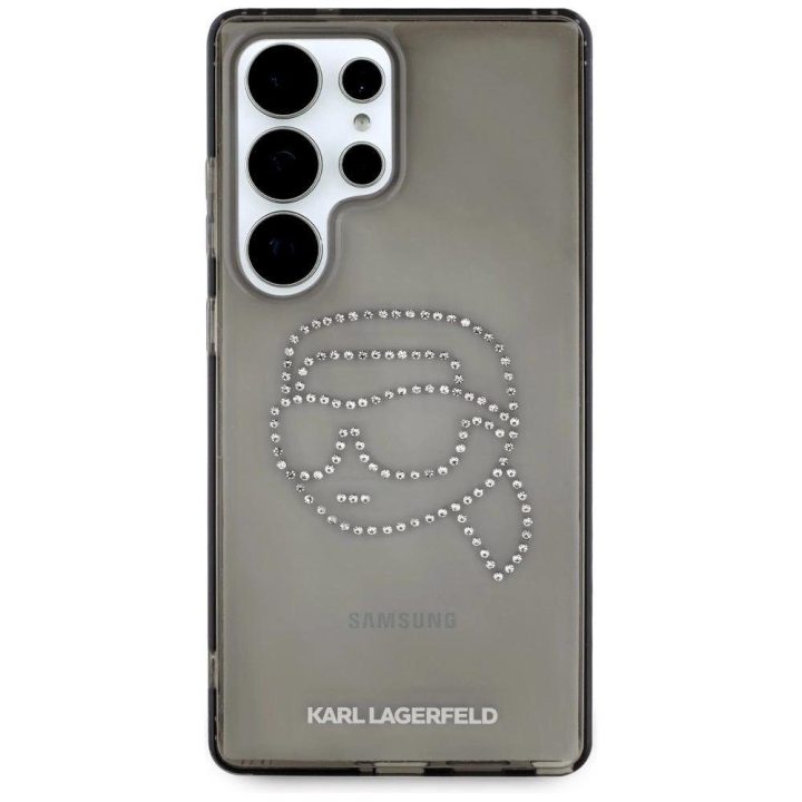 Dėklas su cirkonio akmenėliais ir logotipu Samsung Galaxy S25 Ultra juodas