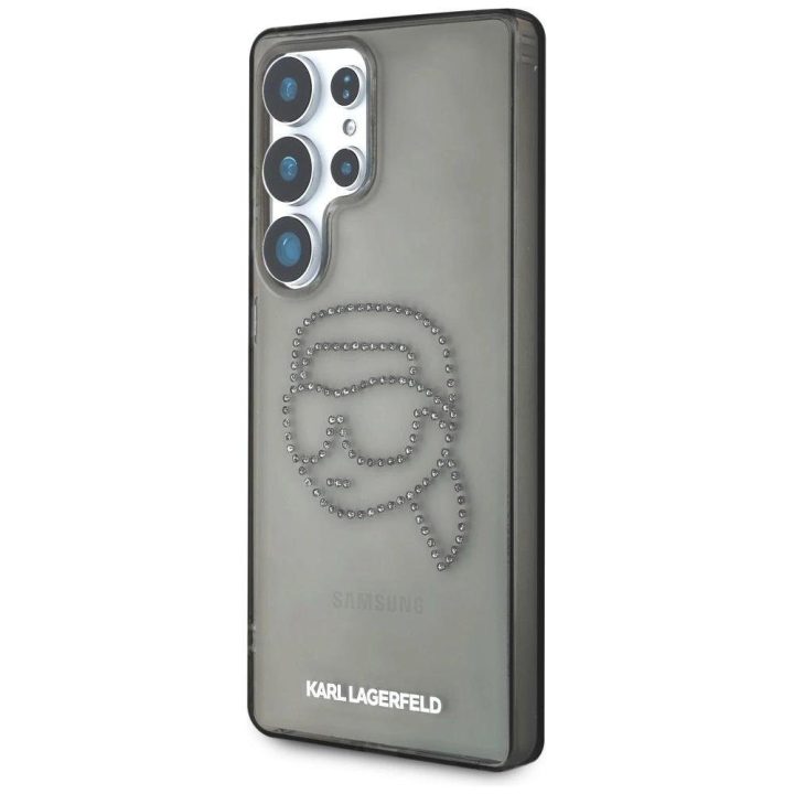 Dėklas su cirkonio akmenėliais ir logotipu Samsung Galaxy S25 Ultra juodas