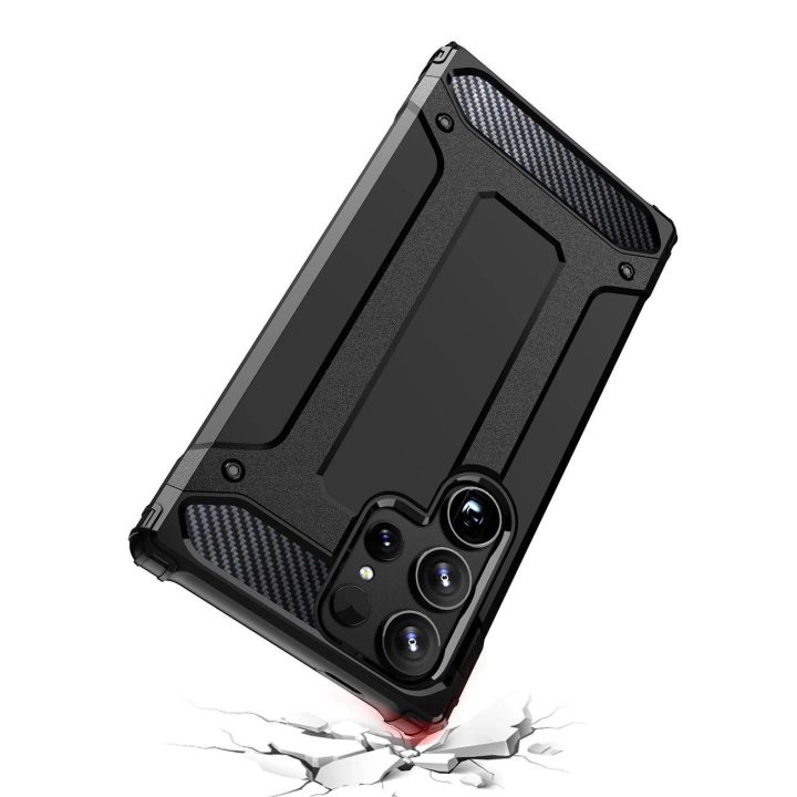 Samsung Galaxy S25 Ultra – juodos spalvos hibridinis apsauginis dėklas