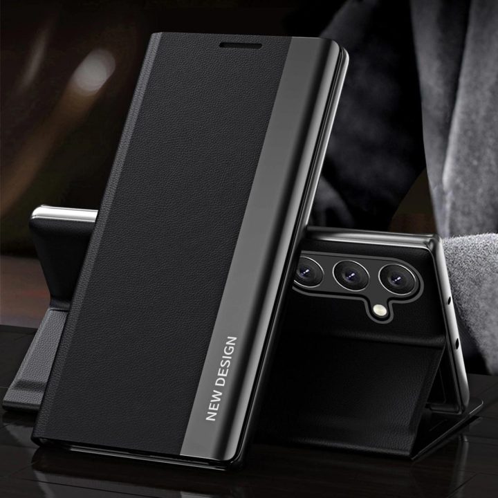 Sleep Case Pro dėklas su atverčiama atrama ir atramine kojele Samsung Galaxy S24 FE - juodas