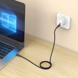 Kabelis USB-C PD100W/5A – 100 cm, pilkas