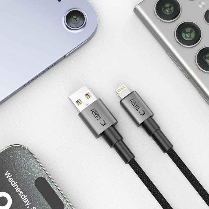 Kabelis USB-A / Lightning 15W/2.4A – 100 cm, pilkas
