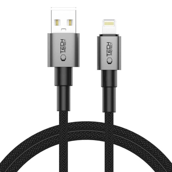 Kabelis USB-A / Lightning 15W/2.4A – 100 cm, pilkas