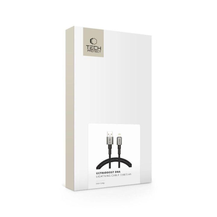 Kabelis USB-A / Lightning 15W/2.4A – 100 cm, pilkas