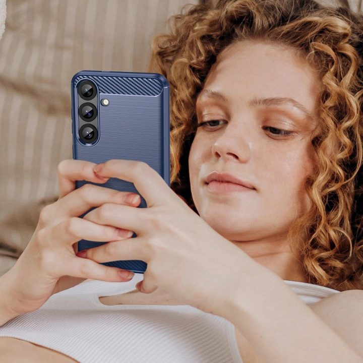 Silikoninis dėklas Carbon Case Samsung Galaxy S25+ mėlynas