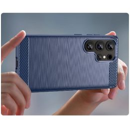 Silikoninis dėklas Carbon Case Samsung Galaxy S25 Ultra mėlynas
